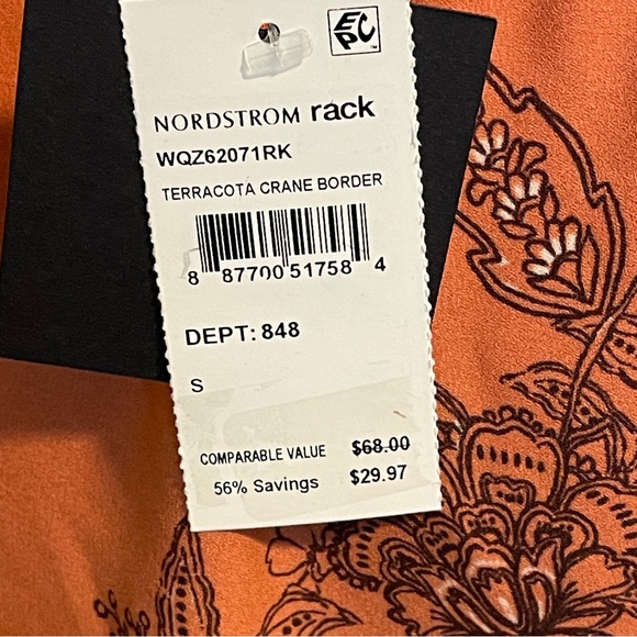 Pleione Womens Crane Floral Mountain Pull On Skirt Terracotta Elastic Waist - Picture 6 of 7